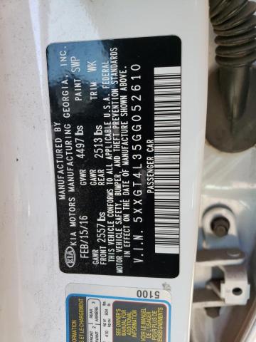 5XXGT4L35GG052610 KIA Optima Lx