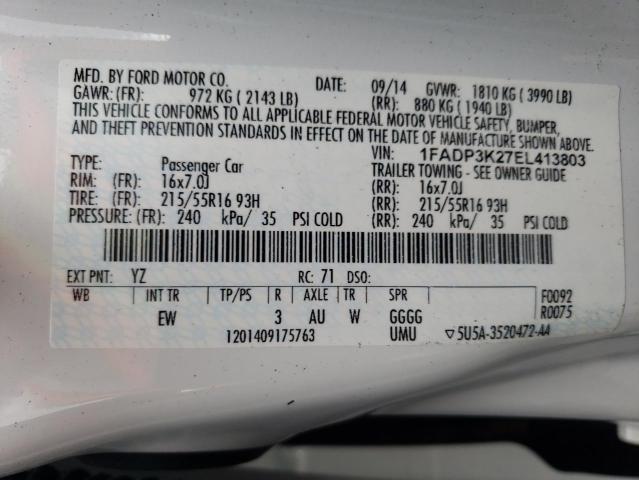 1FADP3K27EL413803 Ford FOCUS SE
