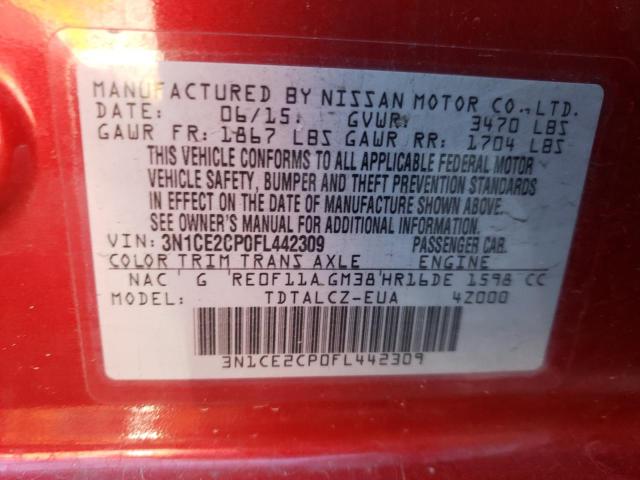 3N1CE2CP0FL442309 Nissan Versa Note S
