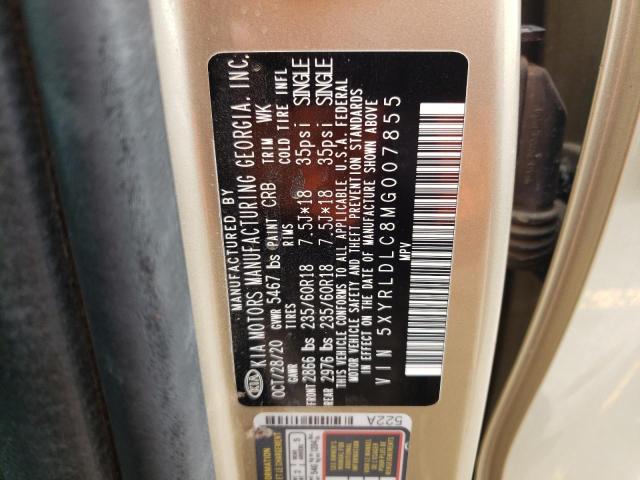 5XYRLDLC8MG007855 KIA SORENTO S
