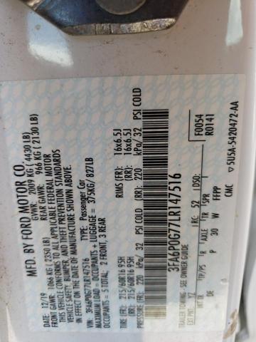 3FA6P0G77LR147516 Ford FUSION S