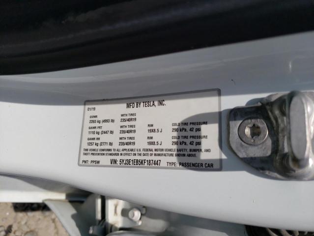5YJ3E1EB5KF187447 Tesla MODEL 3