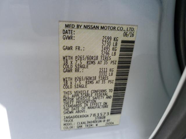 1N6AD0ER0GN783573 Nissan FRONTIER S