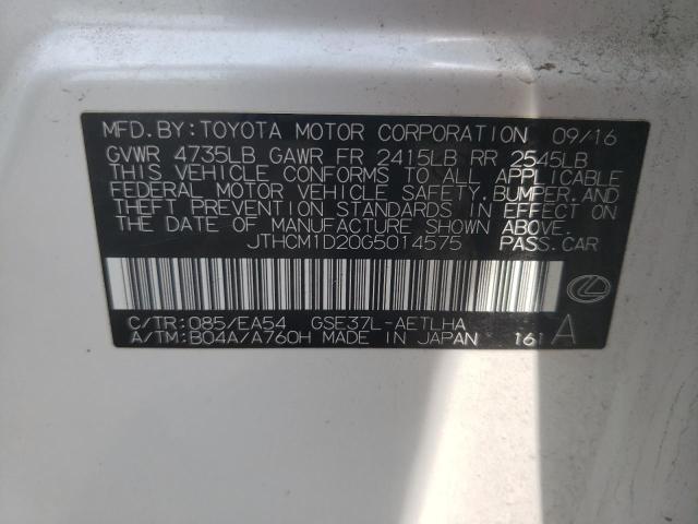 2016 LEXUS IS JTHCM1D20G5014575