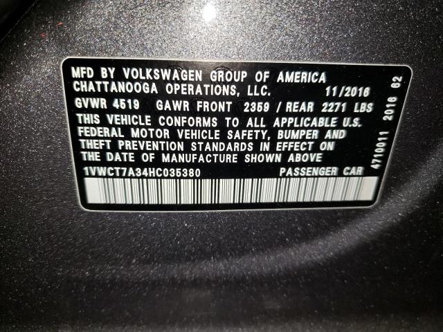 2017 VOLKSWAGEN PASSAT SEL - 1VWCT7A34HC035380