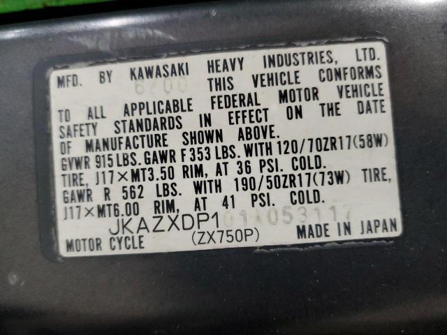 2001 KAWASAKI ZX750 P JKAZXDP101A053117