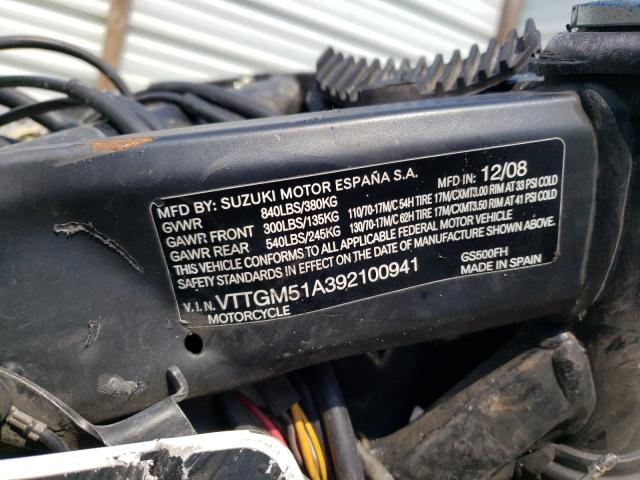 2009 SUZUKI GS500 VTTGM51A392100941