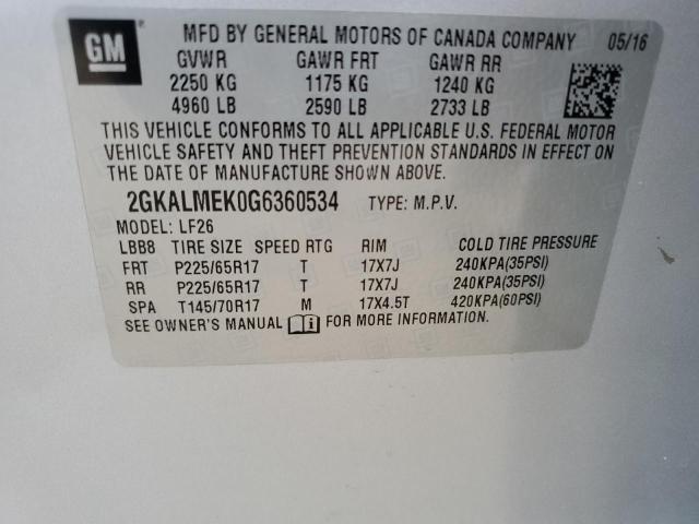 2GKALMEK0G6360534 GMC Terrain Sle