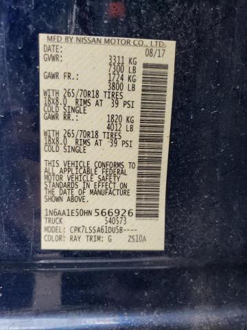 1N6AA1E50HN566926 Nissan TITAN SV