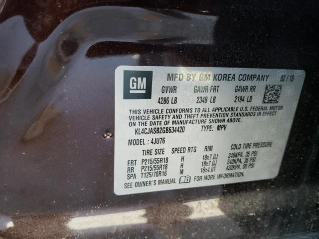 KL4CJASB2GB634420 Buick Encore