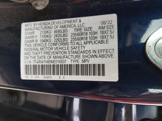 VIN 7FARW1H89NE016507 2022 HONDA CRV no.13