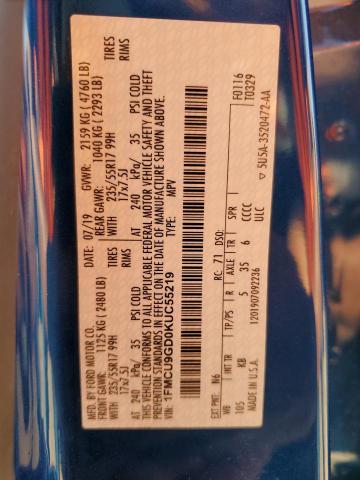 1FMCU9GD0KUC55219 Ford ESCAPE SE
