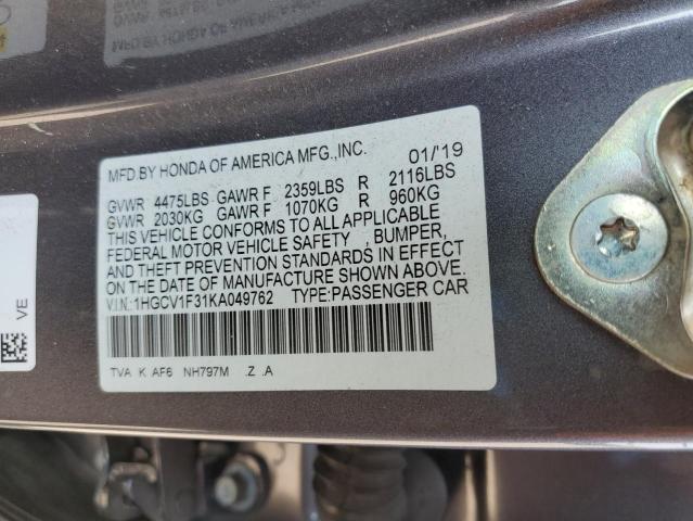 2019 HONDA ACCORD SPO 1HGCV1F31KA049762  51899903