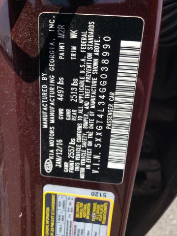 5XXGT4L34GG038990 KIA Optima Lx