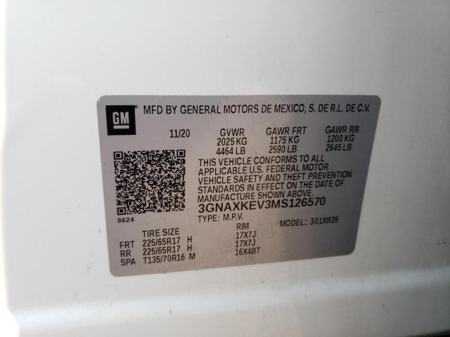 2021 CHEVROLET EQUINOX LT - 3GNAXKEV3MS126570