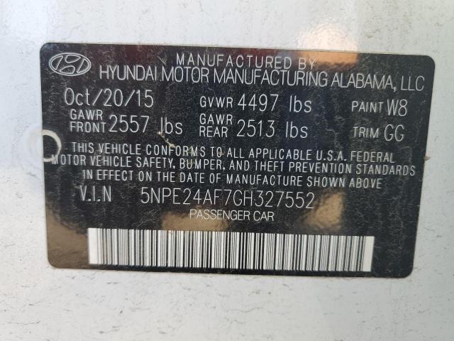 5NPE24AF7GH327552 Hyundai SONATA SE