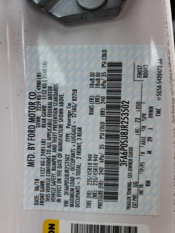 3FA6P0SU8JR253502 Ford Fusion Titanium/platinum Phev