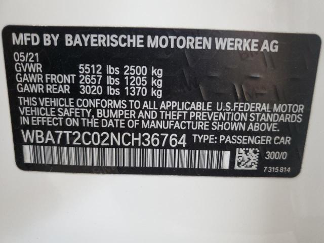 WBA7T2C02NCH36764 BMW 740 I