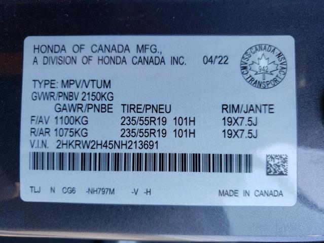 2022 HONDA CR-V SPORT - 2HKRW2H45NH213691
