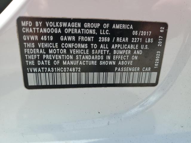 2017 VOLKSWAGEN PASSAT S - 1VWAT7A31HC074872
