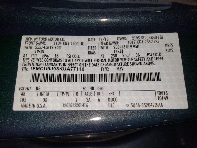 1FMCU9J93KUA77116 Ford Escape Titanium