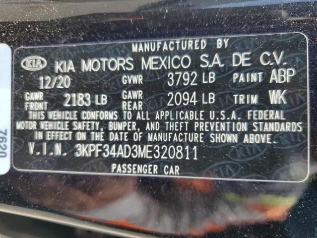 3KPF34AD3ME320811 KIA Forte Gt Line
