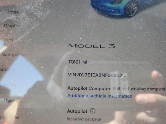 5YJ3E1EA8NF369526 Tesla MODEL 3
