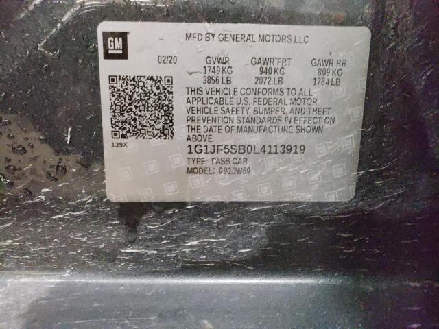 2020 CHEVROLET SONIC PREM - 1G1JF5SB0L4113919