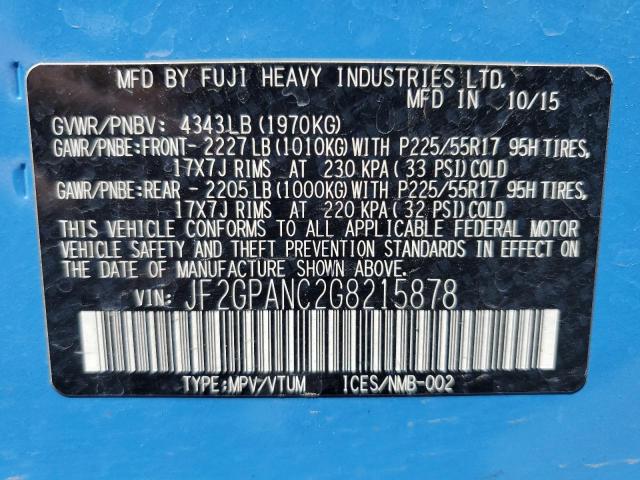 JF2GPANC2G8215878 Subaru Crosstrek Limited