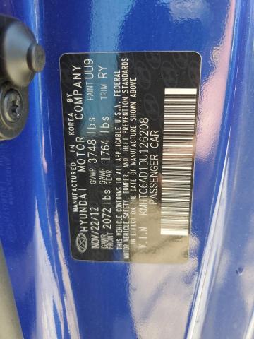 VIN: KMHTC6AD1DU126208 Auction: COPART Lot: 50542533 Location: GA - SAVANNAH KMHTC6AD1DU126208 HYUNDAI VELOSTER 2013 BLUE Photo 12