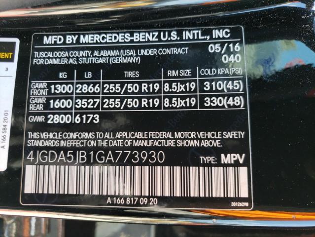 4JGDA5JB1GA773930 Mercedes-Benz GLE 350