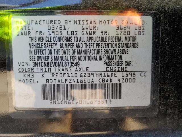 3N1CN8EV0ML873549 Nissan VERSA SV