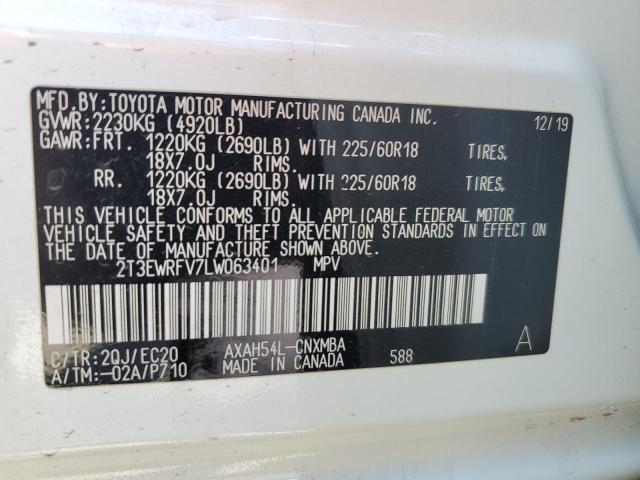2T3EWRFV7LW063401 Toyota RAV4 XSE