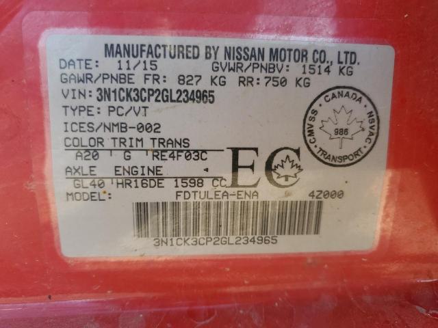 2016 NISSAN MICRA - 3N1CK3CP2GL234965