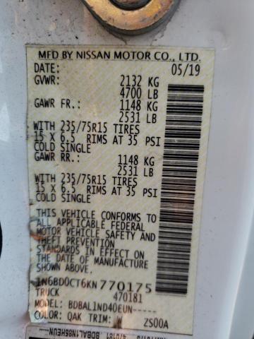 1N6BD0CT6KN770175 Nissan FRONTIER S
