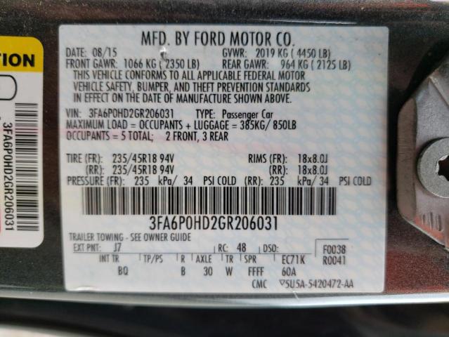 3FA6P0HD2GR206031 Ford FUSION SE