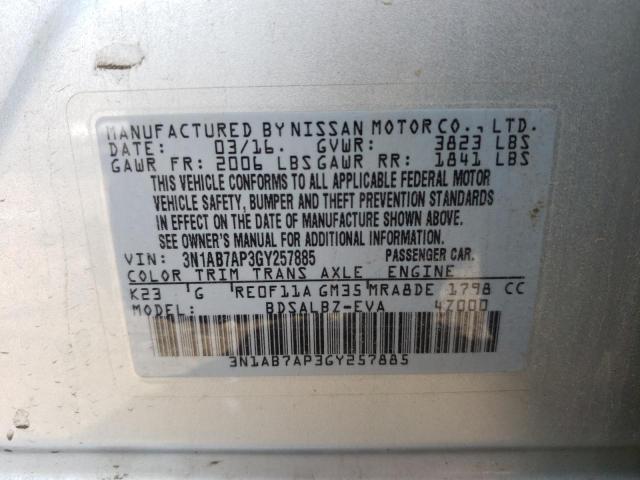 3N1AB7AP3GY257885 Nissan SENTRA S