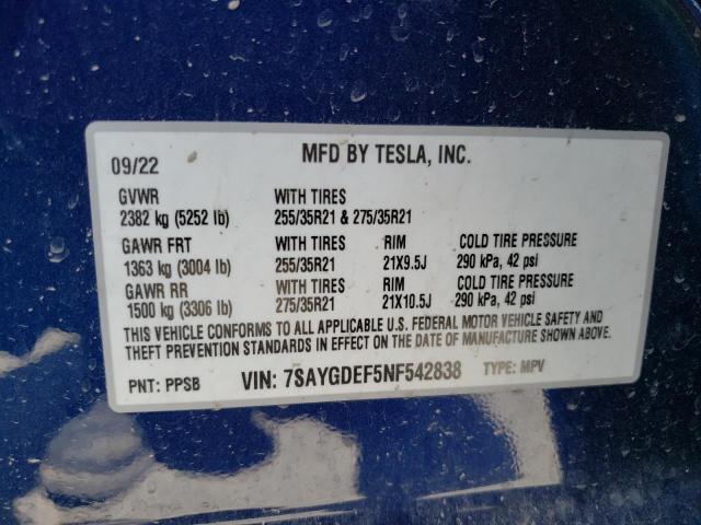7SAYGDEF5NF542838 Tesla Model Y