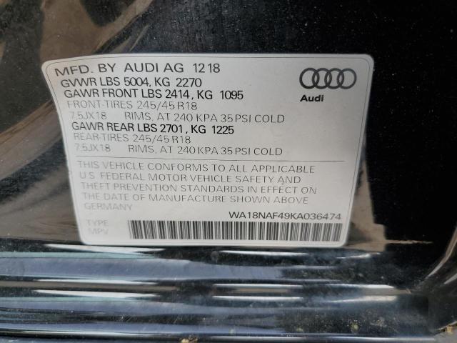 VIN WA18NAF49KA036474 2019 AUDI A4 no.12