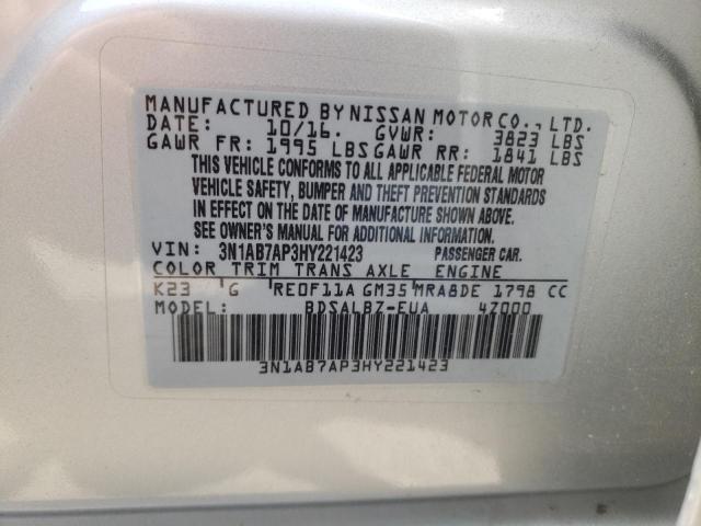 3N1AB7AP3HY221423 Nissan SENTRA S