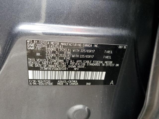 2T3WFREV5GW305081 Toyota Rav4 Xle