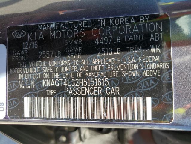 KNAGT4L32H5151615 KIA Optima Lx