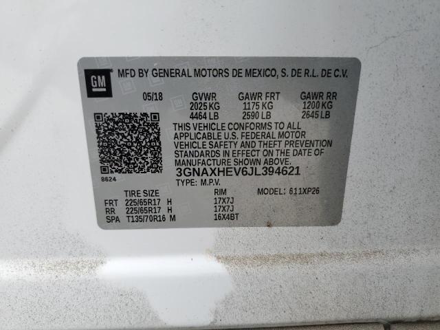 3GNAXHEV6JL394621 | 2018 CHEVROLET EQUINOX LS