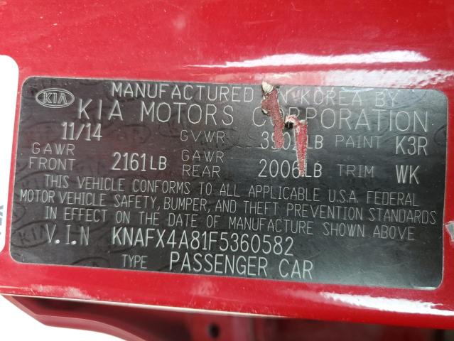 KNAFX4A81F5360582 KIA FORTE EX