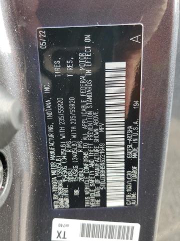 5TDJZRBH9NS221649 Toyota Highlander Xse