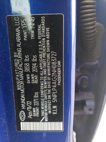 5NPLP4AG2NH083727 Hyundai Elantra Limited