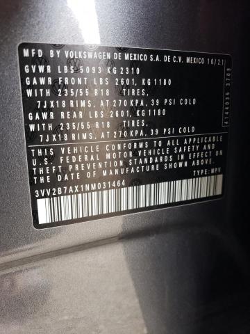2022 VOLKSWAGEN TIGUAN SE - 3VV2B7AX1NM031464