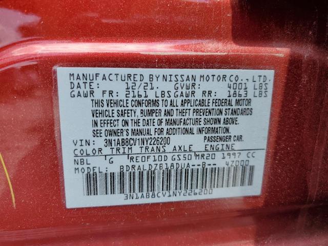 3N1AB8CV1NY226200 Nissan SENTRA SV