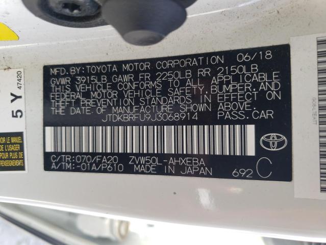 JTDKBRFU9J3068914 Toyota PRIUS