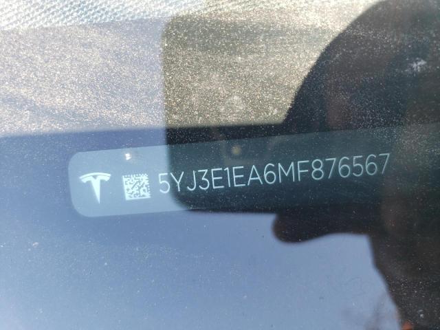 5YJ3E1EA6MF876567 Tesla MODEL 3